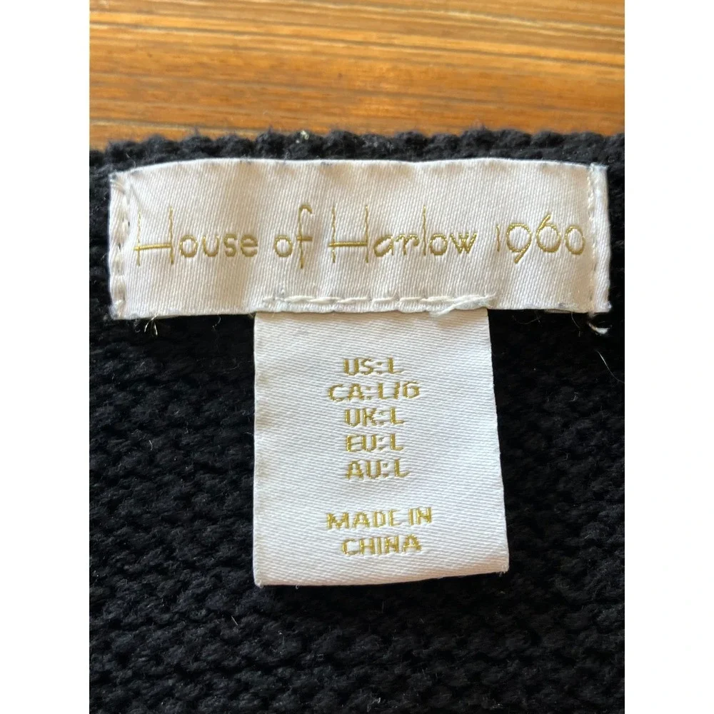 House Of Harlow 1960 Crochet V-neck Cropped Tank Cami Black Large Boho Retro - Picture 4 of 6